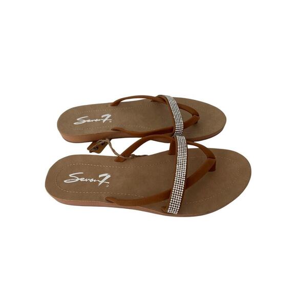 Seven7 New Cute Caramel slippers with sequins cross straps size 10 - Picture 6 of 11
